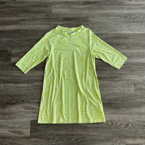 EUC Marimekko 100% Cotton Dress Medium Lime Green White Abstract Print Tunic - Picture 2 of 16